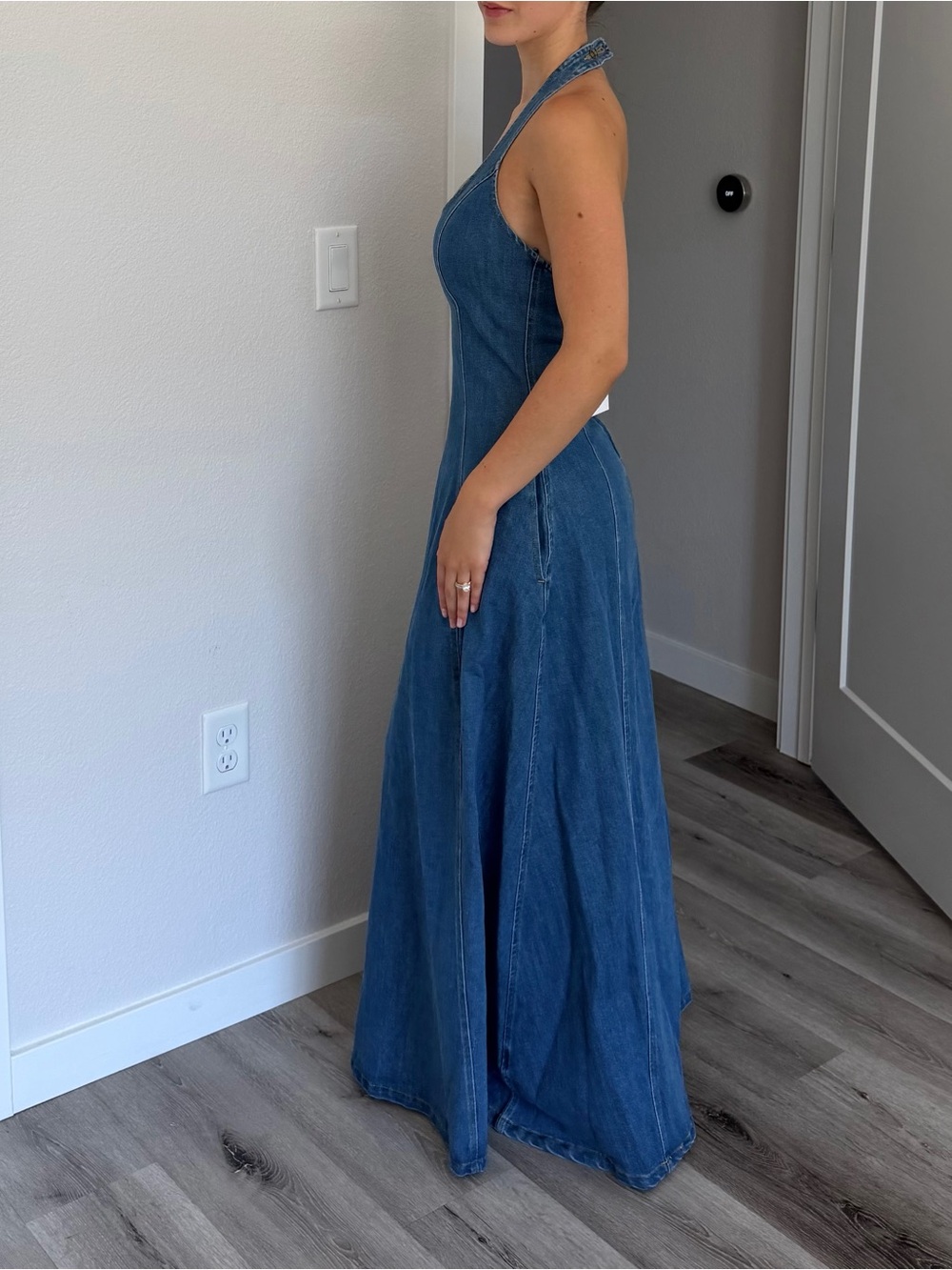 SOVERE Elodie Halter-Neck Denim Maxi Dress - Picture 3 of 5